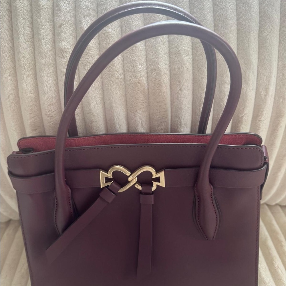kate spade Plum Leather Top-Handle Satchel with Gold Hardware